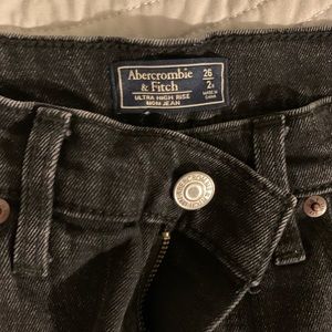 Black distressed skinny straight Abercrombie jeans